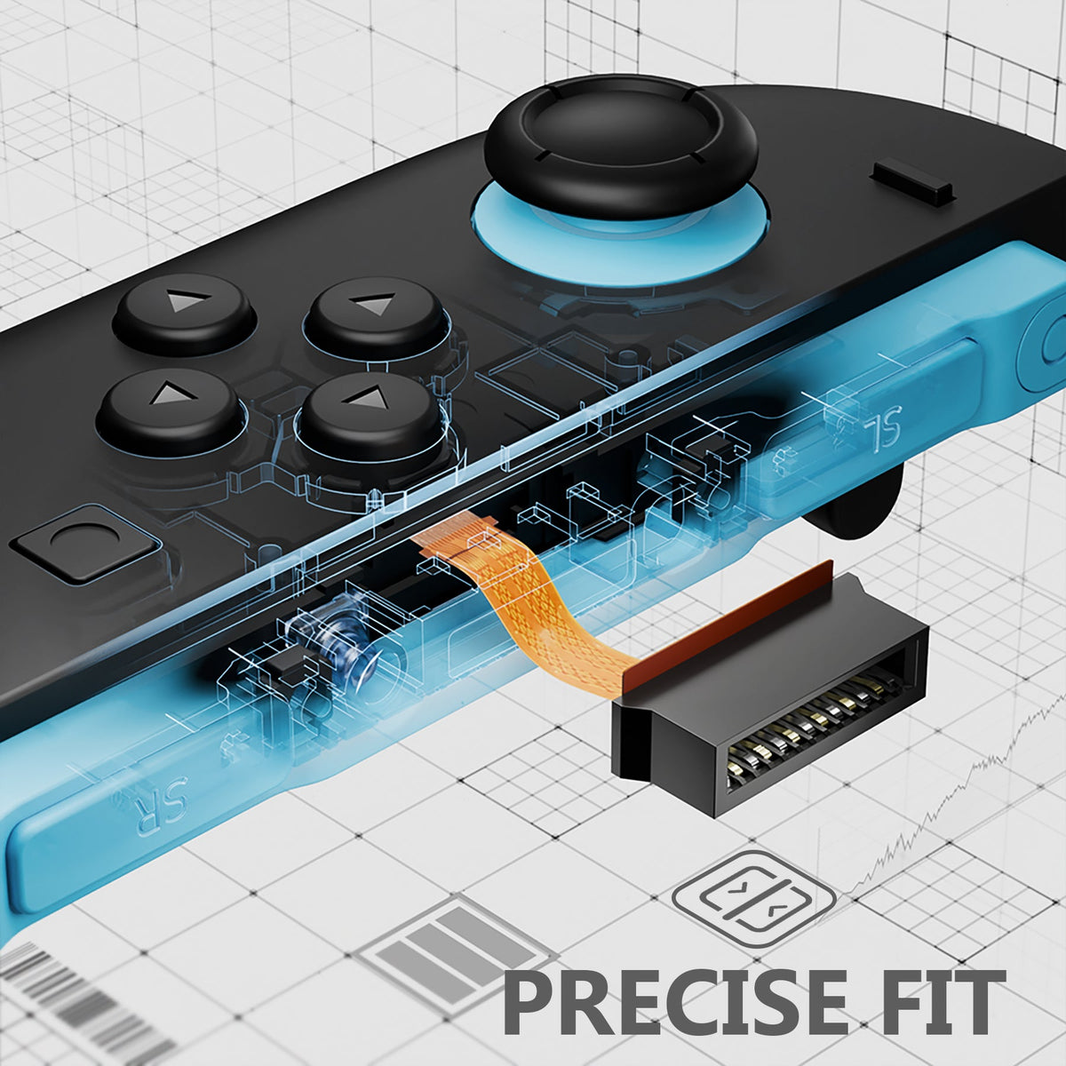 eXtremeRate ZL ZR Buttons Replacement Tactile Switches Ribbon Flex Cable Repair Parts for Nintendo Switch 2 Joycon eXtremeRate