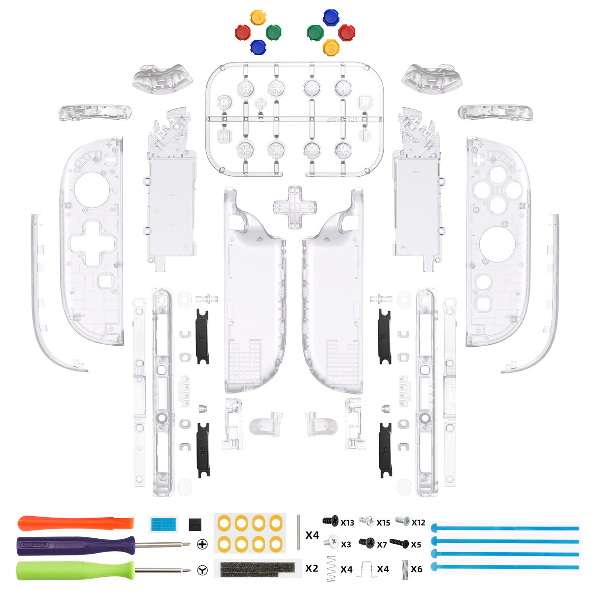 eXtremeRate D-Pad Version Replacement Full Set Shell Case with Buttons for Joycon 2 of Nintendo Switch 2 - Deluxe Version - Clear