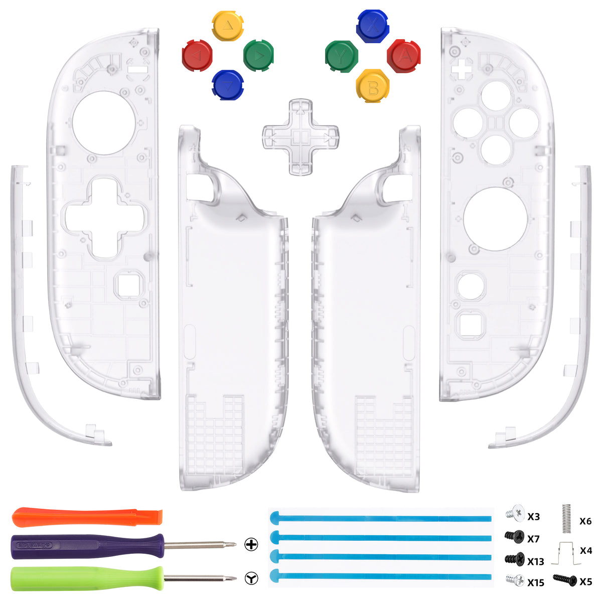 eXtremeRate D-Pad Version Replacement Full Set Shell Case with Buttons for Joycon 2 of Nintendo Switch 2 - Essence Version - Clear
