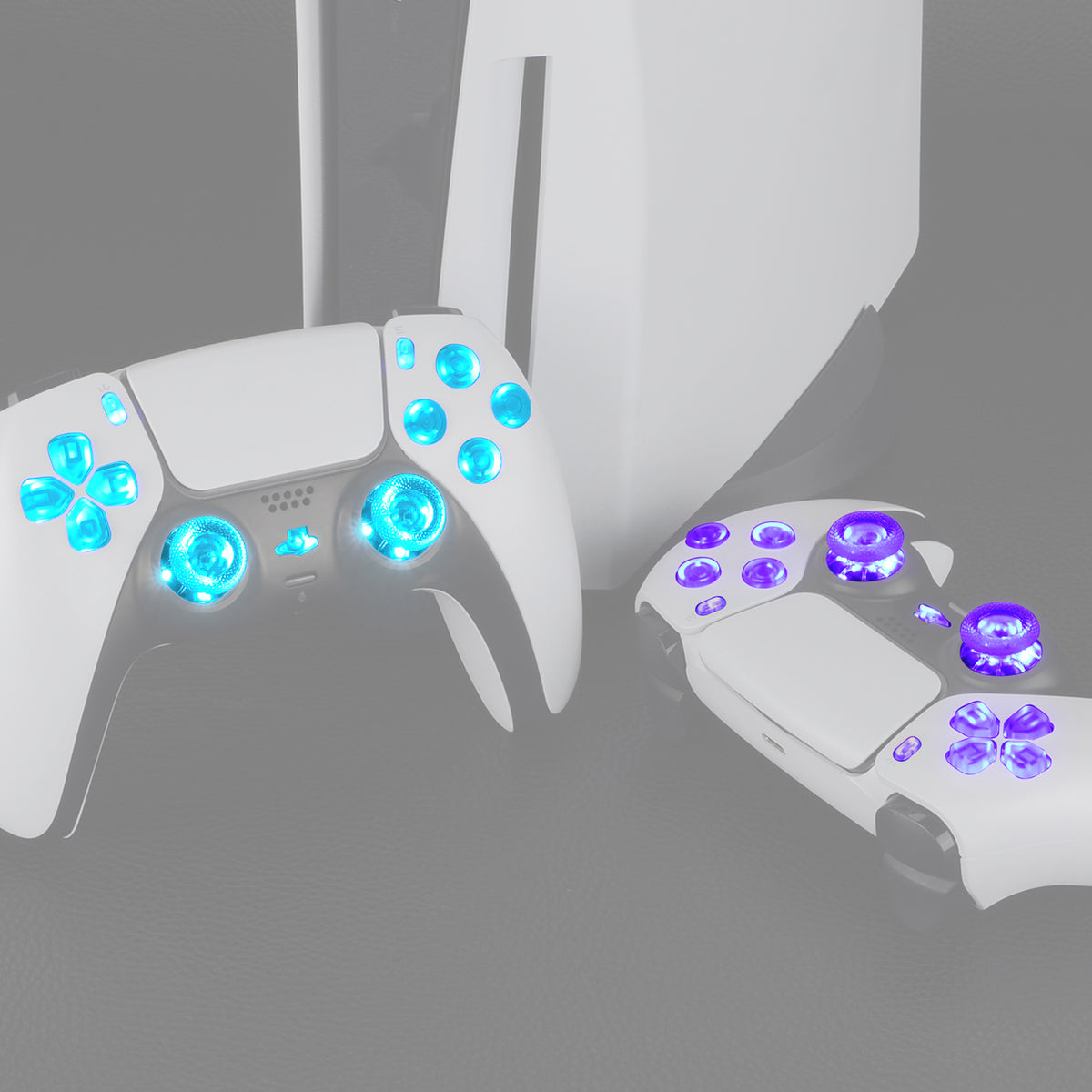 eXtremeRate Multi-Colors Luminated Buttons DTF V3 LED Kit for PS5 Controlle BDM-010/020 - Clear