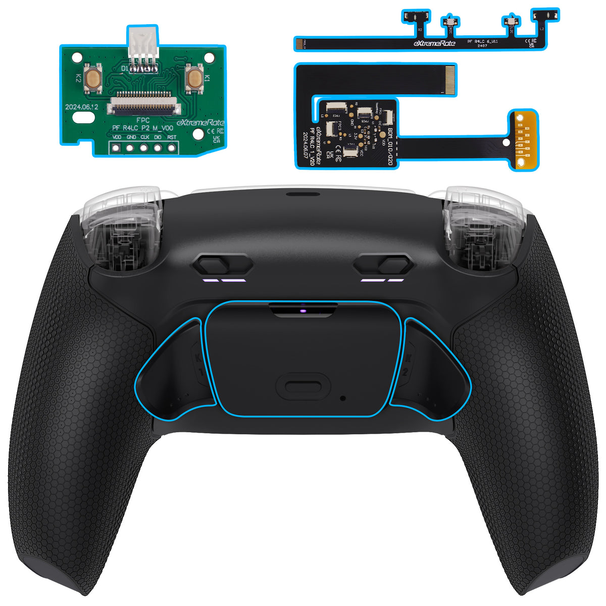 eXtremeRate RISE Plus MAX Back Paddles Kit with Clicky Trigger Stops & Rubberized Grip for PS5 Controller BDM-010/020 - Black