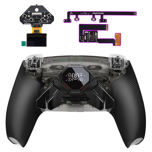 eXtremeRate Real Metal Buttons (RMB) Version SPARK Back Paddles Kit for PS5 Controller BDM-030/040/050/060 - Clear & Black