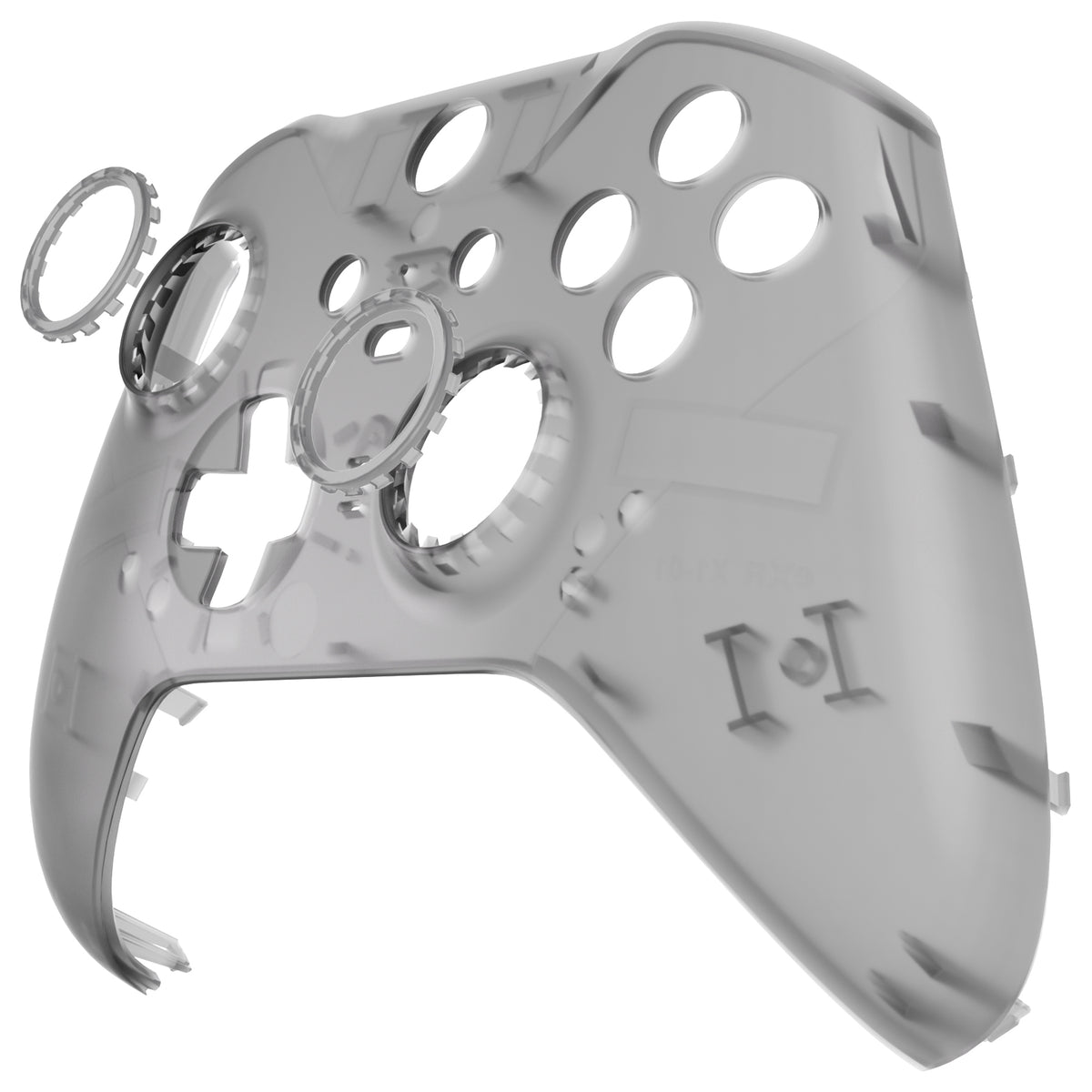 eXtremeRate Replacement Front Housing Shell Case with Accent Rings for Xbox One Elite Series 2 & Elite 2 Core Controller (Model 1797) - Clear Black