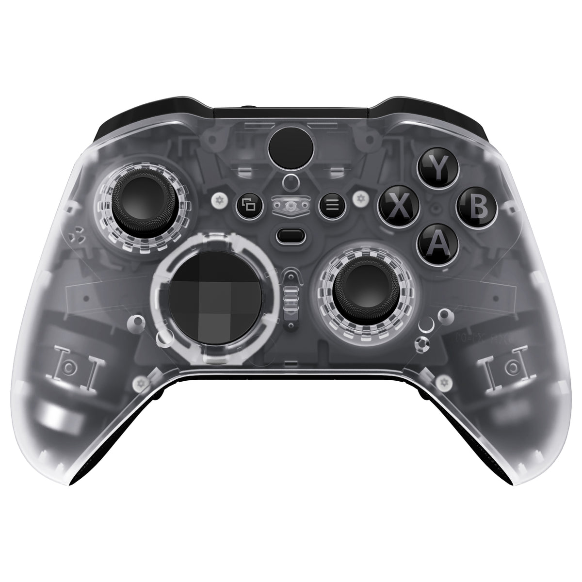eXtremeRate Replacement Front Housing Shell Case with Accent Rings for Xbox One Elite Series 2 & Elite 2 Core Controller (Model 1797) - Transparent Clear