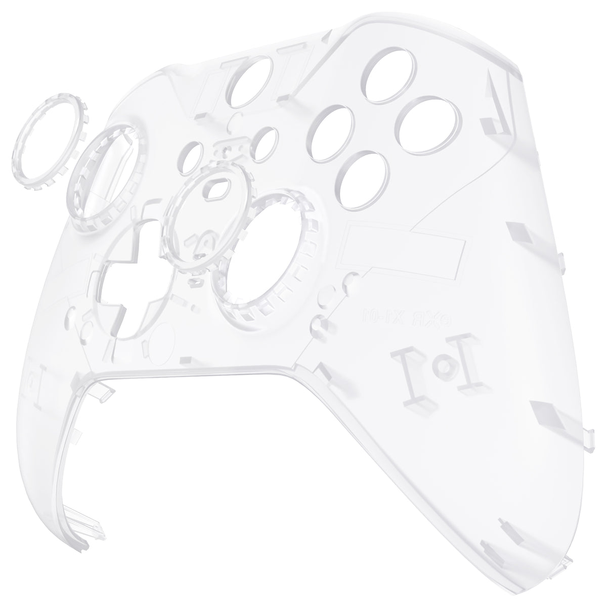 eXtremeRate Replacement Front Housing Shell Case with Accent Rings for Xbox One Elite Series 2 & Elite 2 Core Controller (Model 1797) - Transparent Clear