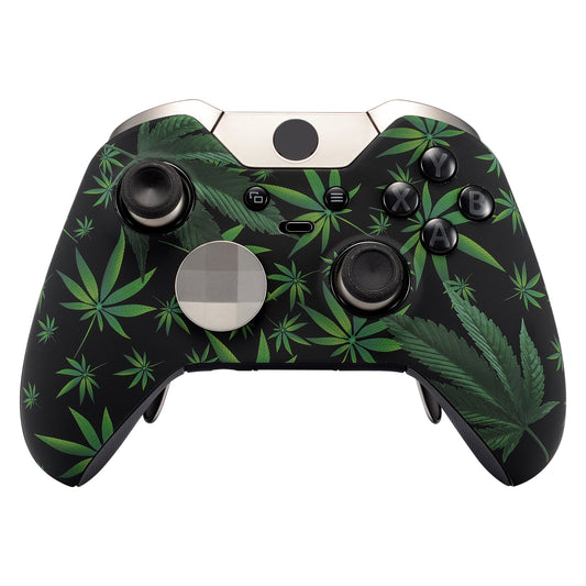 eXtremeRate Replacement Front Housing Shell for Xbox One Elite Controller (Model 1698) - Green Weeds