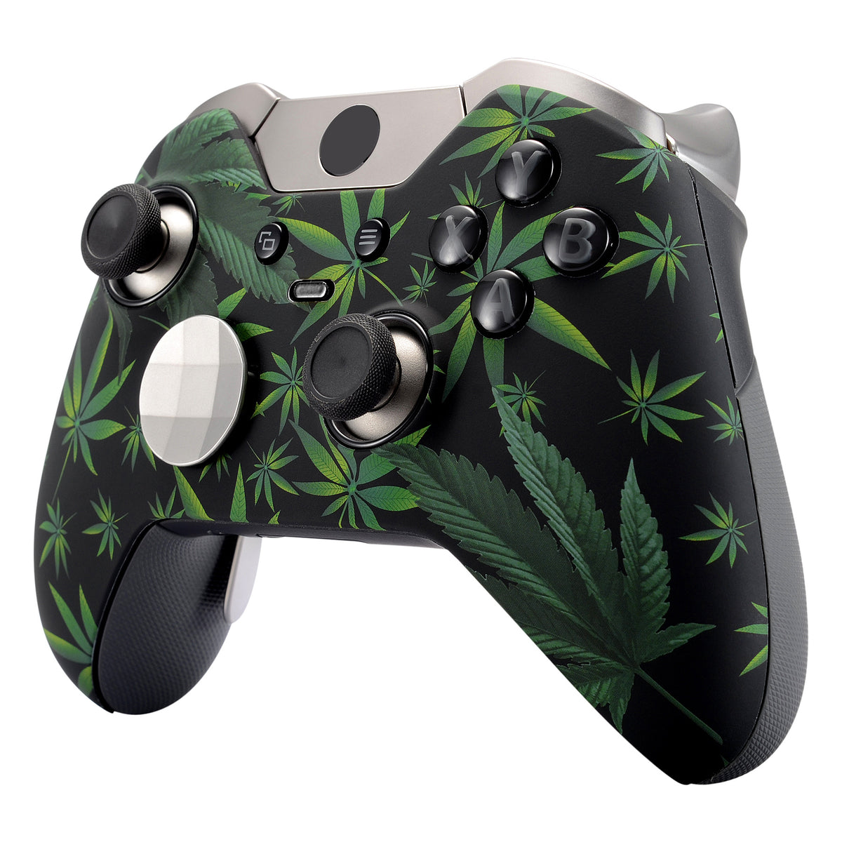 eXtremeRate Replacement Front Housing Shell for Xbox One Elite Controller (Model 1698) - Green Weeds