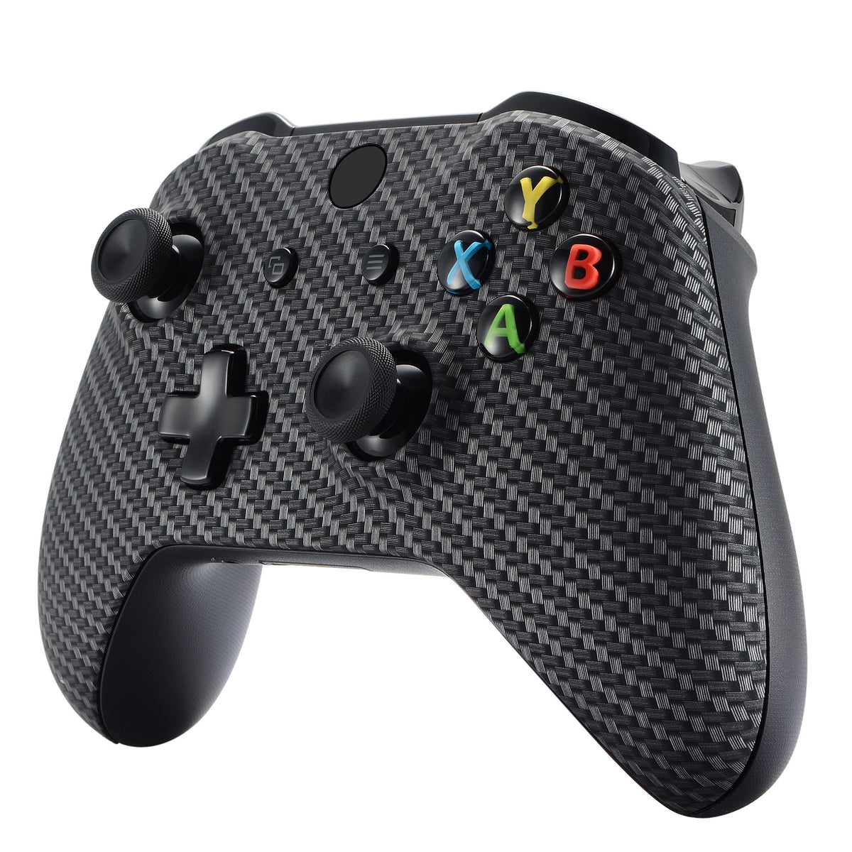 eXtremeRate Replacement Front Housing Shell for Xbox One X & S Controller (Model 1708) - Black Silver Carbon Fiber