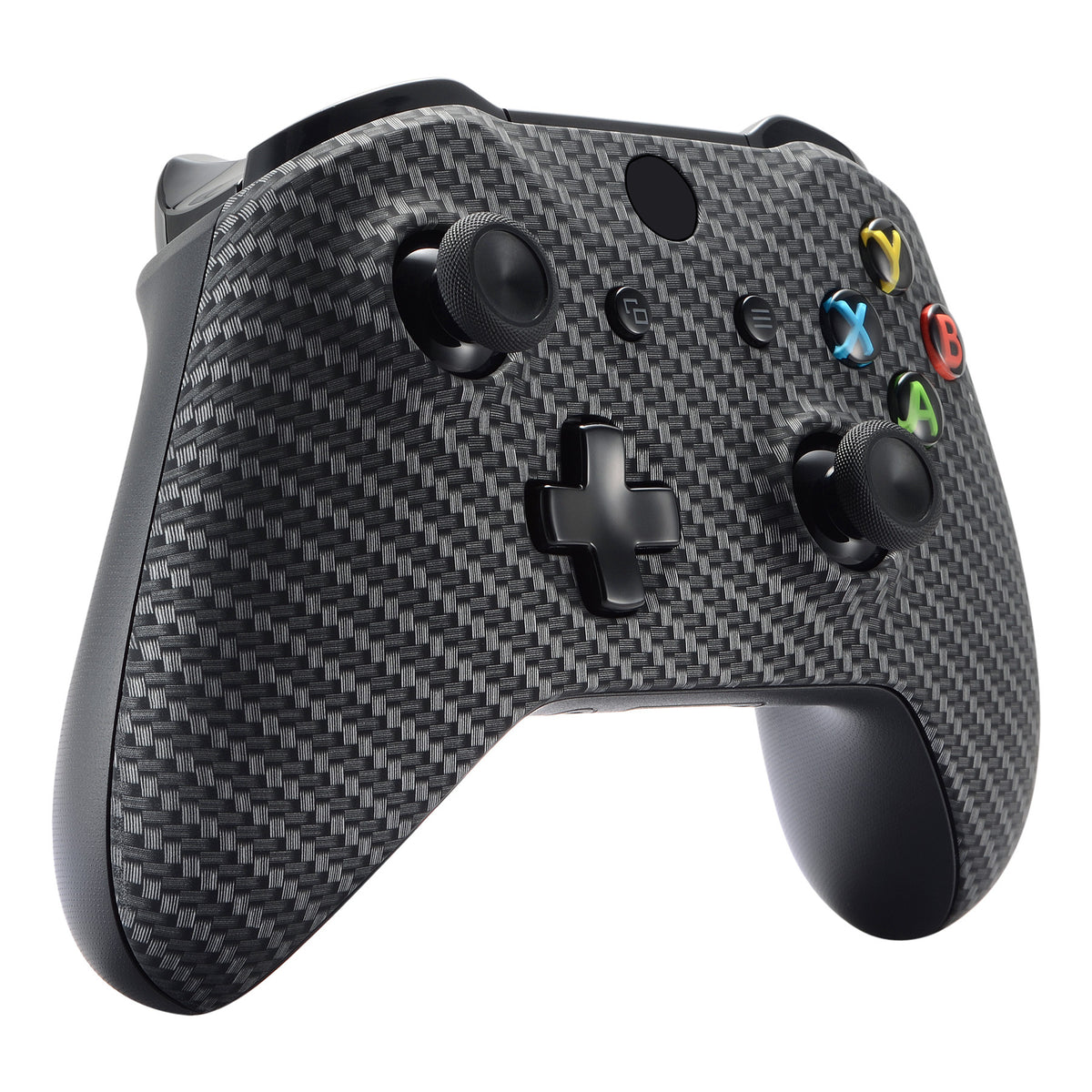 eXtremeRate Replacement Front Housing Shell for Xbox One X & S Controller (Model 1708) - Black Silver Carbon Fiber