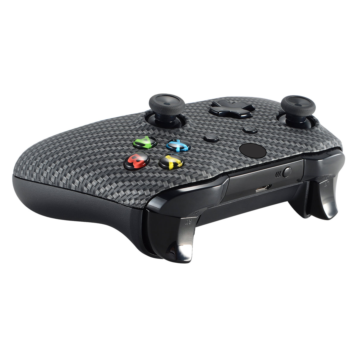 eXtremeRate Replacement Front Housing Shell for Xbox One X & S Controller (Model 1708) - Black Silver Carbon Fiber