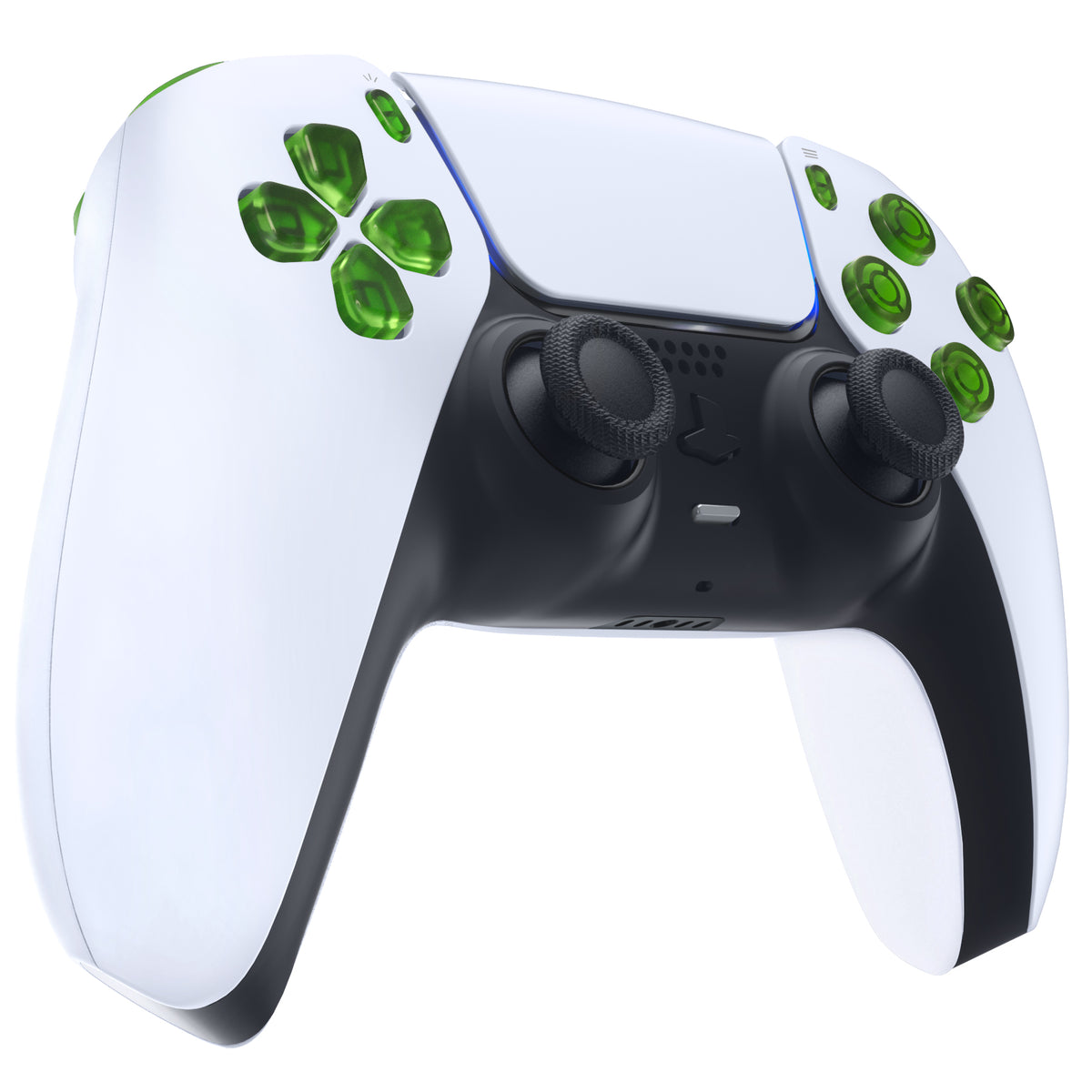 eXtremeRate Replacement Full Set Buttons Compatible with PS5 Controller BDM-010/020 - Clear Green