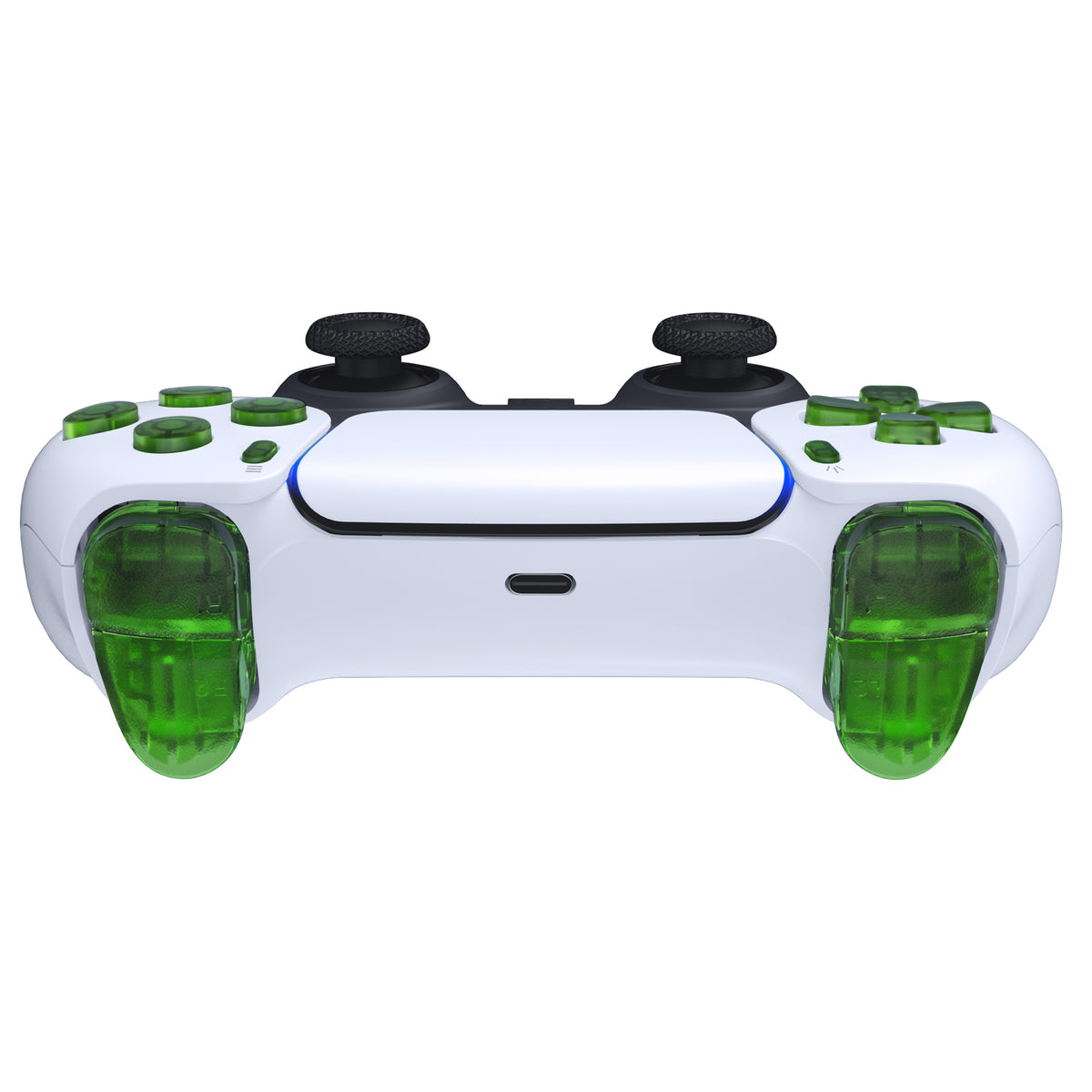 eXtremeRate Replacement Full Set Buttons Compatible with PS5 Controller BDM-010/020 - Clear Green