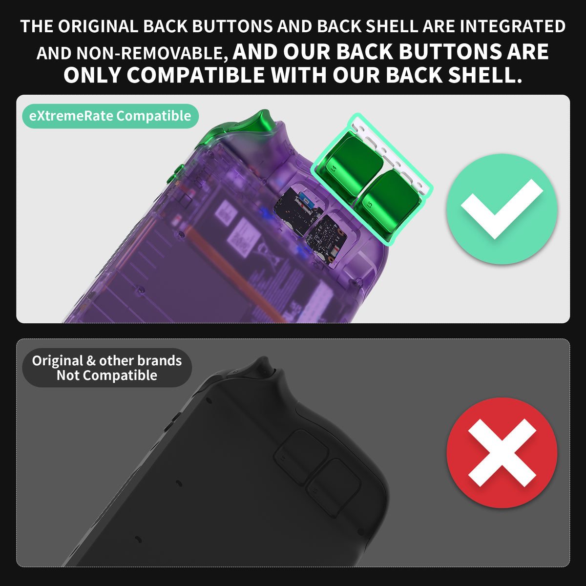 eXtremeRate Replacement Full Set Buttons for Steam Deck LCD - Chrome Green