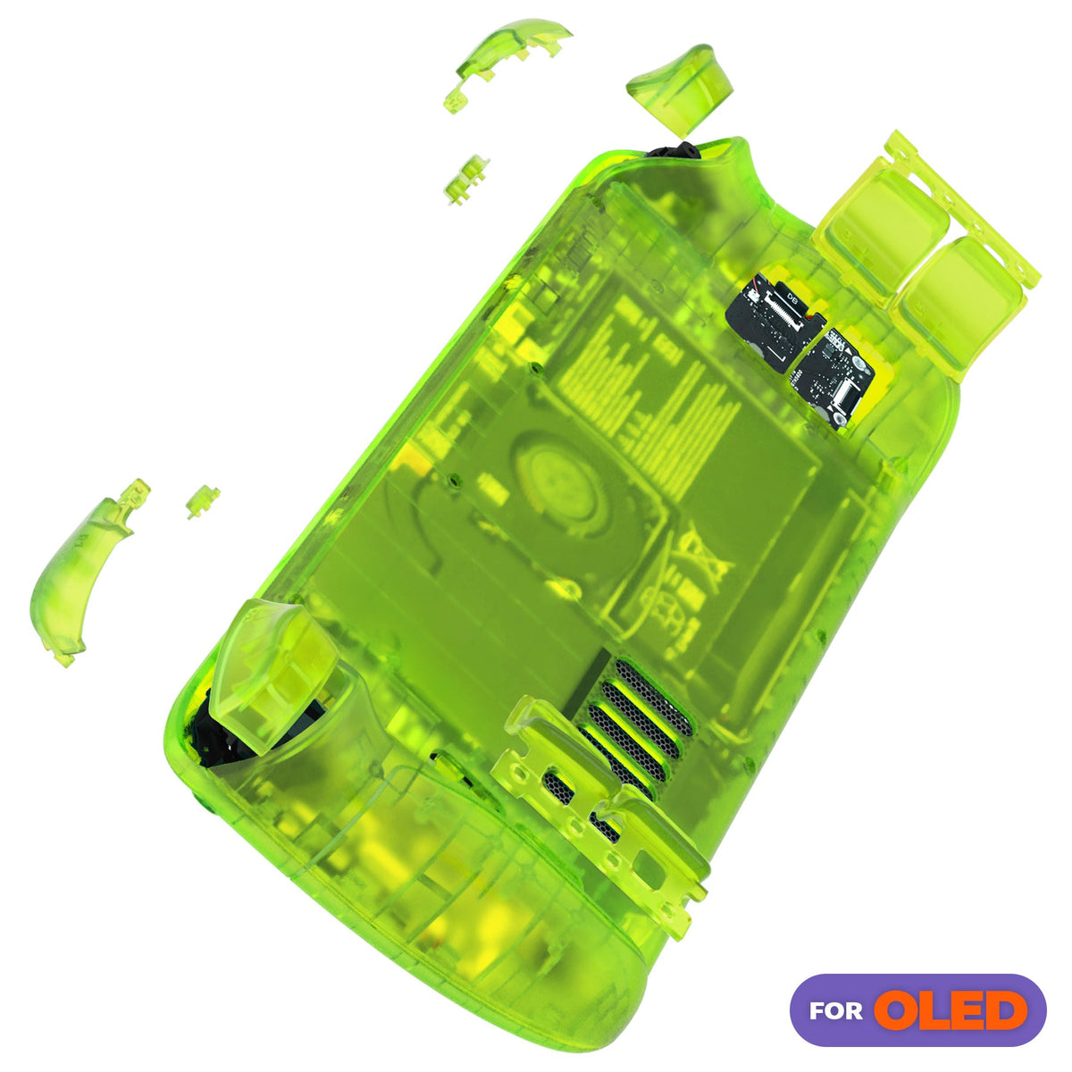 eXtremeRate Replacement Full Set Shell with Buttons for Steam Deck OLED - Clear Lime Green eXtremeRate