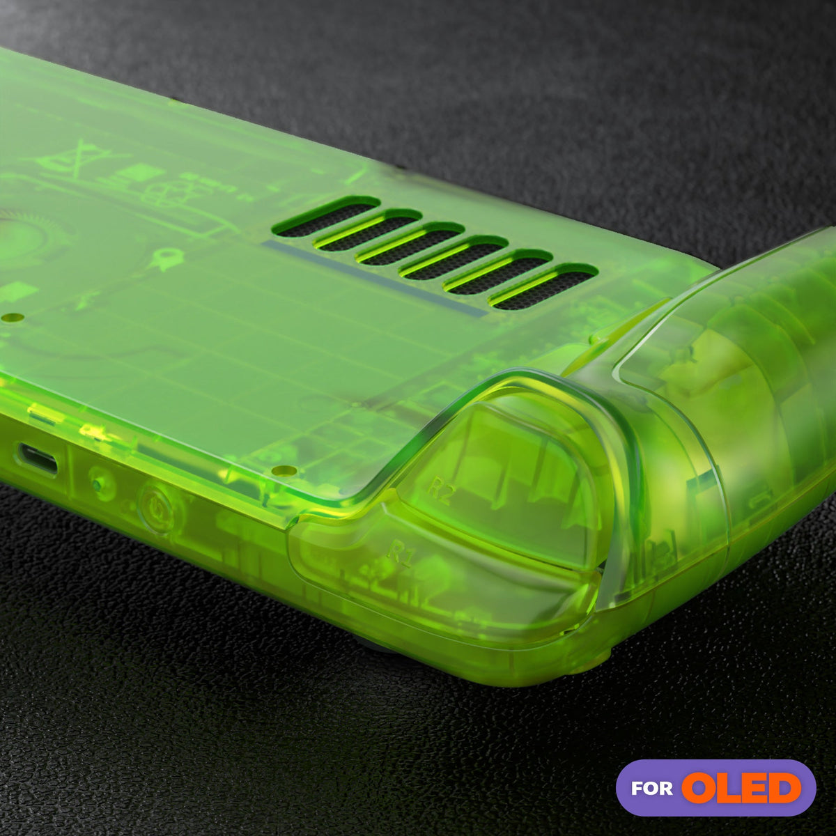 eXtremeRate Replacement Full Set Shell with Buttons for Steam Deck OLED - Clear Lime Green eXtremeRate