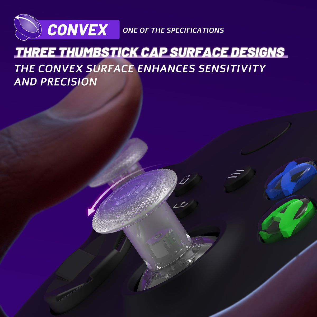 eXtremeRate ThumbsGear V3 Interchangeable Thumbsticks for Xbox Core Controller & Xbox One S/X/Elite Controller & Nintendo Switch Pro Controller - Clear
