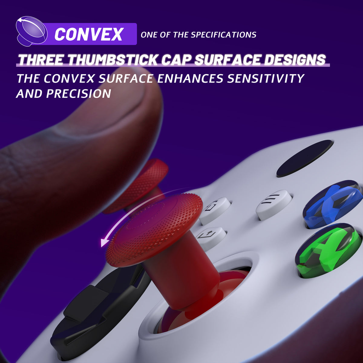 eXtremeRate ThumbsGear V3 Interchangeable Thumbsticks for Xbox Core Controller & Xbox One S/X/Elite Controller & Nintendo Switch Pro Controller - Carmine Red