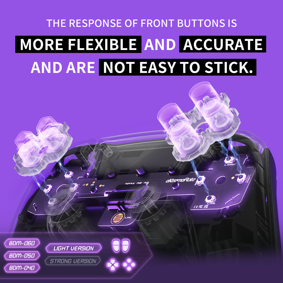eXtremeRate Whole Set - Light Version Clicky Kit V2 for PS5 Controller BDM-040/050/060 Shoulder Face Buttons, Micro Switch L2R2 Clicky Hair Trigger Kit and Tactile L1R1 Face Buttons Mouse Click for PS5 Controller