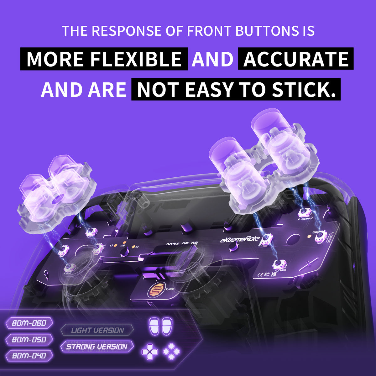 eXtremeRate Whole Set - Strong Version Clicky Kit V2 for PS5 Controller BDM-040/050/060 Shoulder Face Buttons, Micro Switch L2R2 Clicky Hair Trigger Kit and Tactile L1R1 Face Buttons Mouse Click for PS5 Controller
