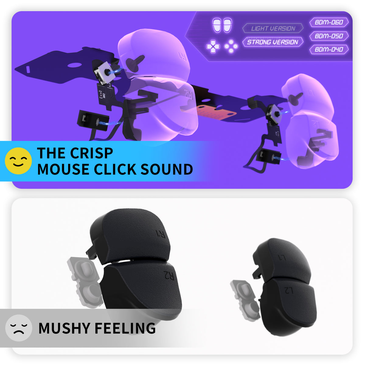 eXtremeRate Whole Set - Strong Version Clicky Kit V2 for PS5 Controller BDM-040/050/060 Shoulder Face Buttons, Micro Switch L2R2 Clicky Hair Trigger Kit and Tactile L1R1 Face Buttons Mouse Click for PS5 Controller