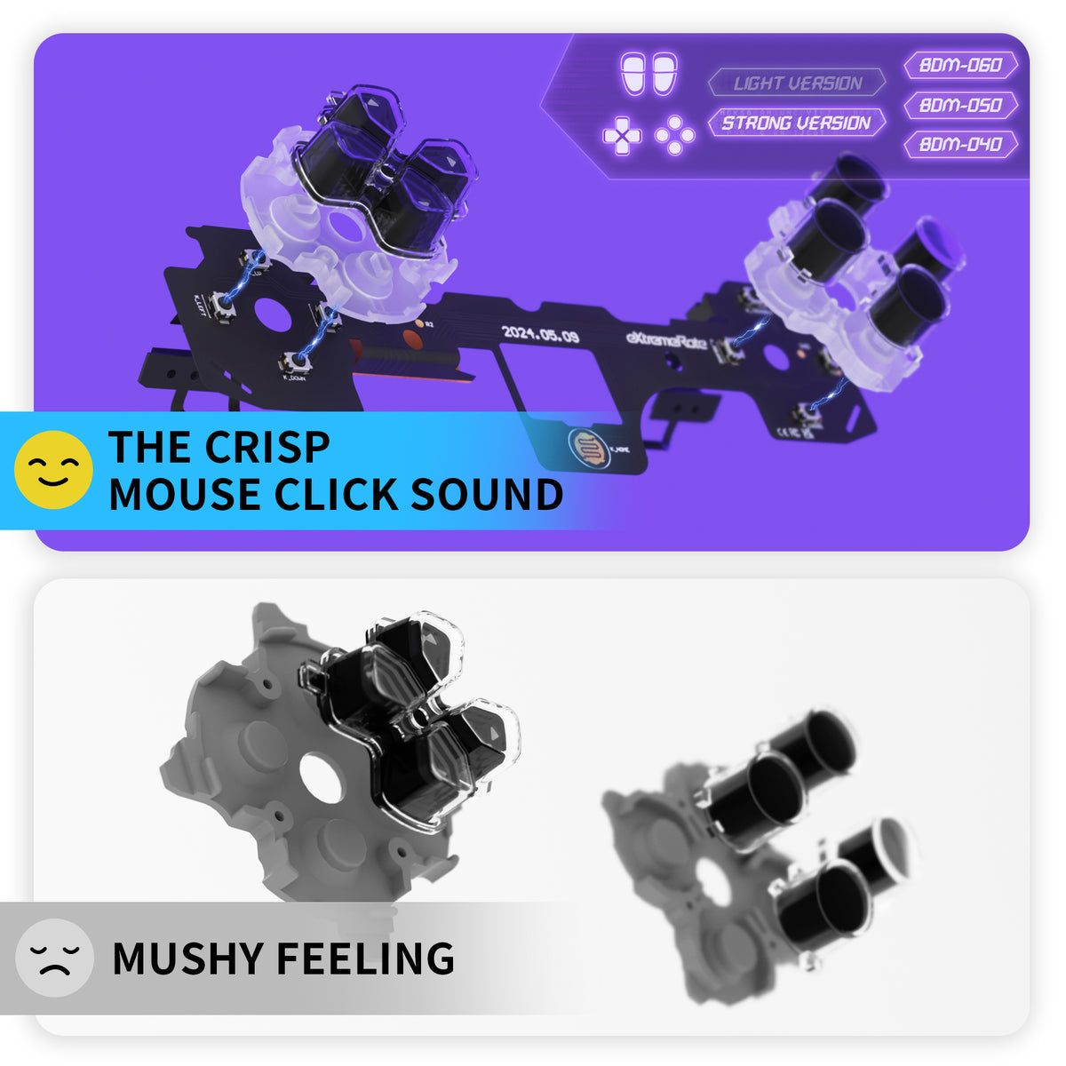 eXtremeRate Whole Set - Strong Version Clicky Kit V2 for PS5 Controller BDM-040/050/060 Shoulder Face Buttons, Micro Switch L2R2 Clicky Hair Trigger Kit and Tactile L1R1 Face Buttons Mouse Click for PS5 Controller