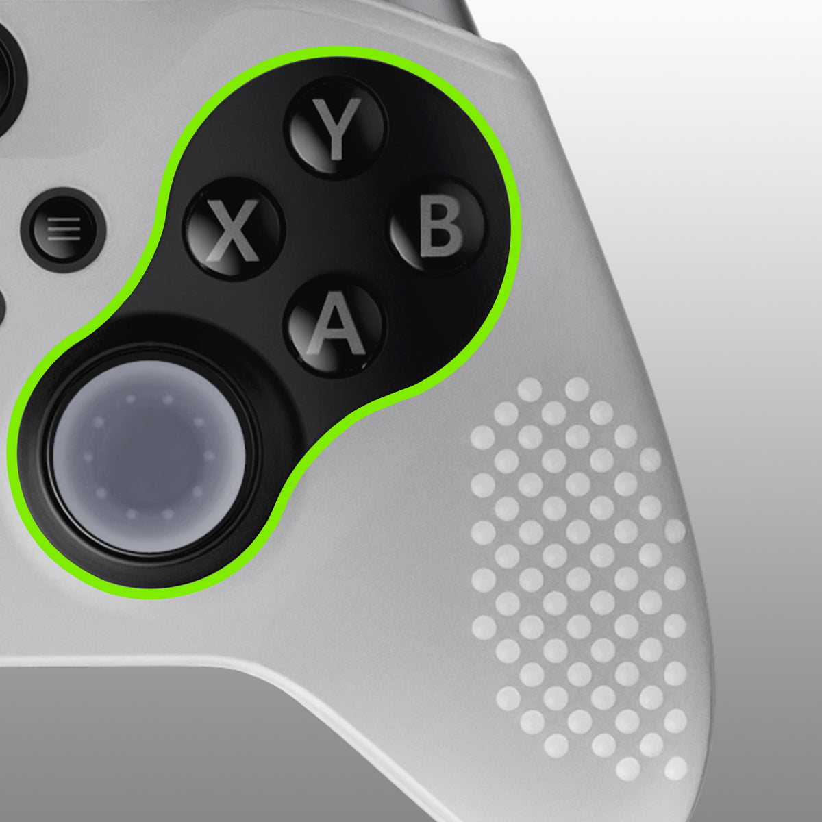 eXtremeRate PlayVital Protective Anti-Slip Silicone Case with Thumb Grips Caps for Xbox One Elite Series 2 & Elite 2 Core Controller - Glow in Dark - Green