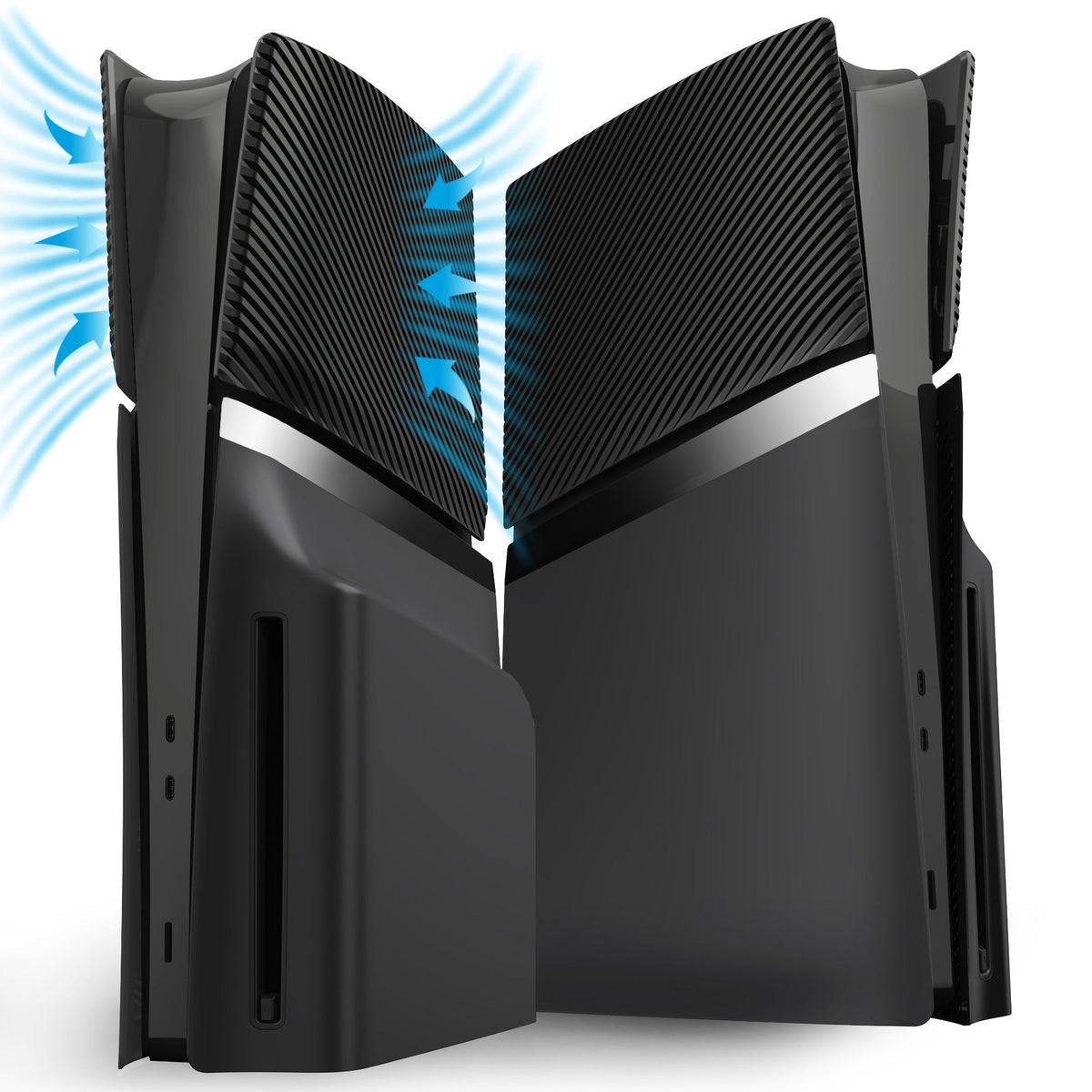 eXtremeRate eXcover Replacement Top Bottom Cover Side Panel with Cooling Vent for PS5 Slim Disc Edition Console - Black eXtremeRate