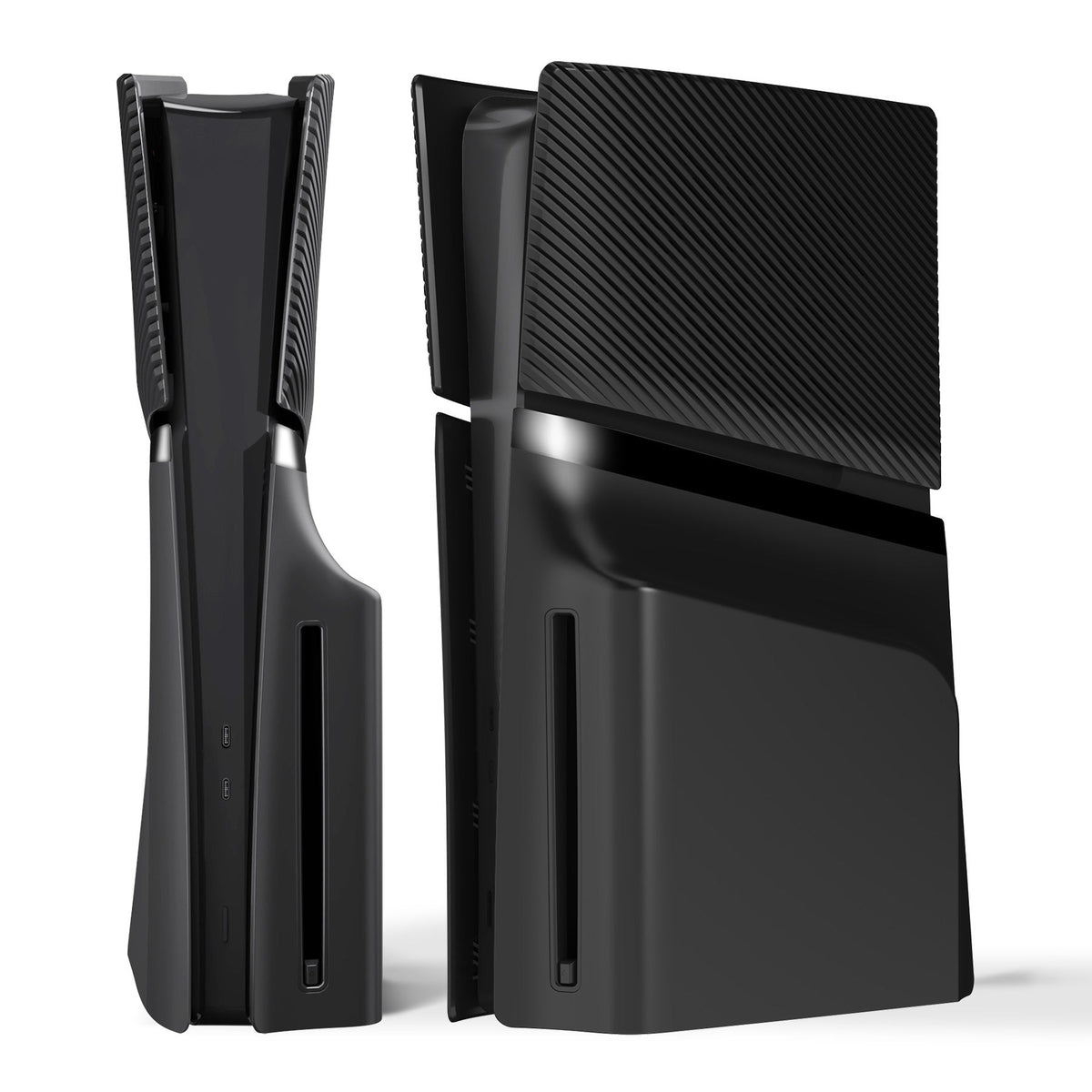 eXtremeRate eXcover Replacement Top Bottom Cover Side Panel with Cooling Vent for PS5 Slim Disc Edition Console - Black eXtremeRate
