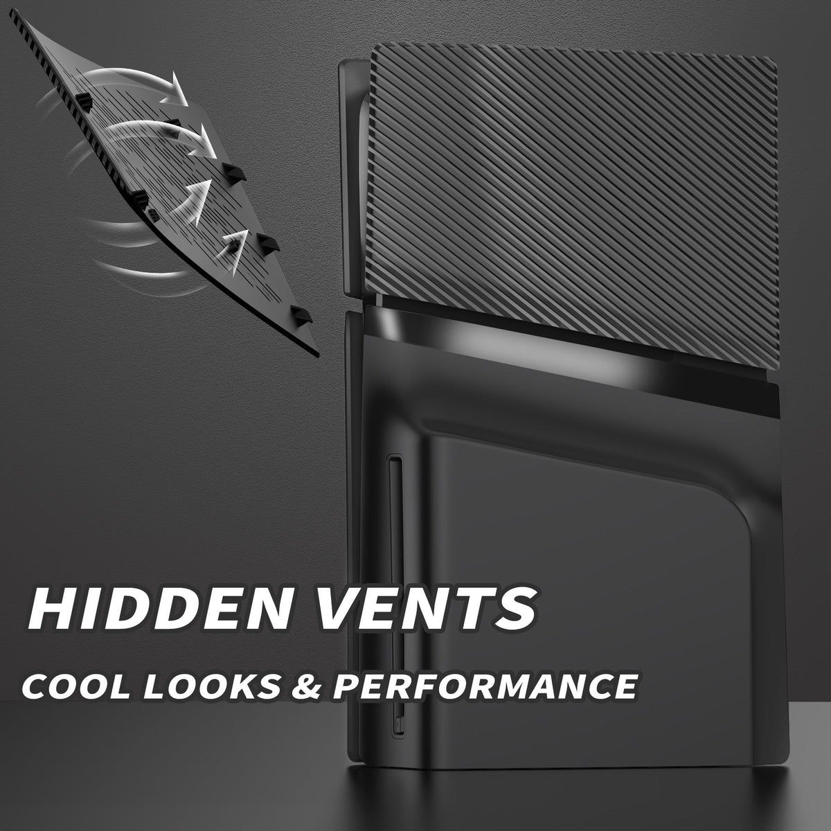 eXtremeRate eXcover Replacement Top Bottom Cover Side Panel with Cooling Vent for PS5 Slim Disc Edition Console - Black eXtremeRate