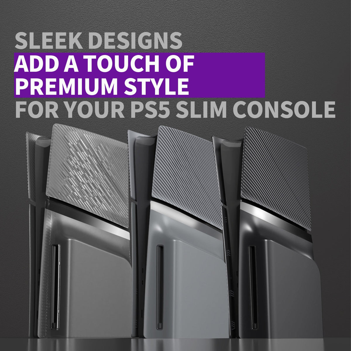 eXtremeRate eXcover Replacement Top Bottom Cover Side Panel with Cooling Vent for PS5 Slim Disc Edition Console - Black eXtremeRate