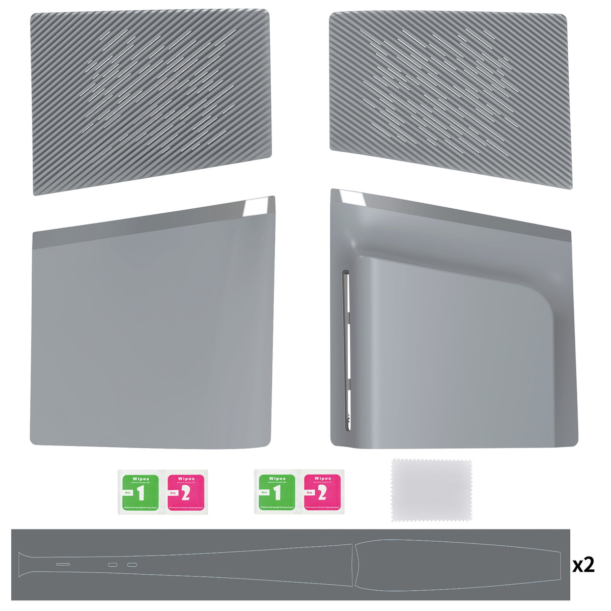 eXtremeRate eXcover Replacement Top Bottom Cover Side Panel with Cooling Vent for PS5 Slim Disc Edition Console - New Hope Gray