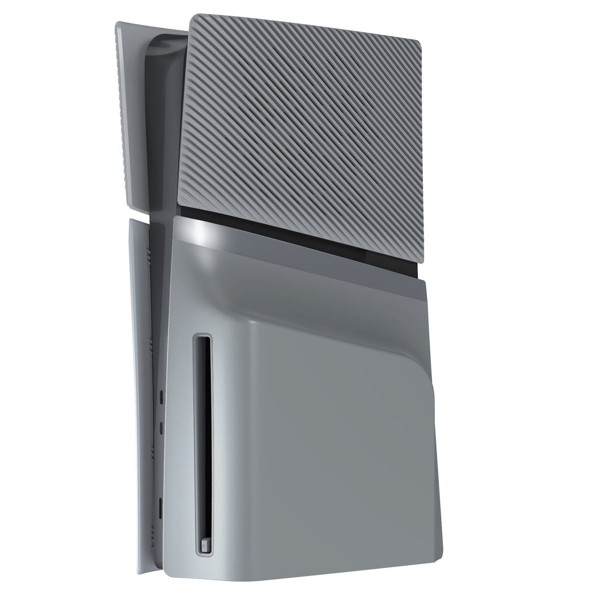 eXtremeRate eXcover Replacement Top Bottom Cover Side Panel with Cooling Vent for PS5 Slim Disc Edition Console - New Hope Gray