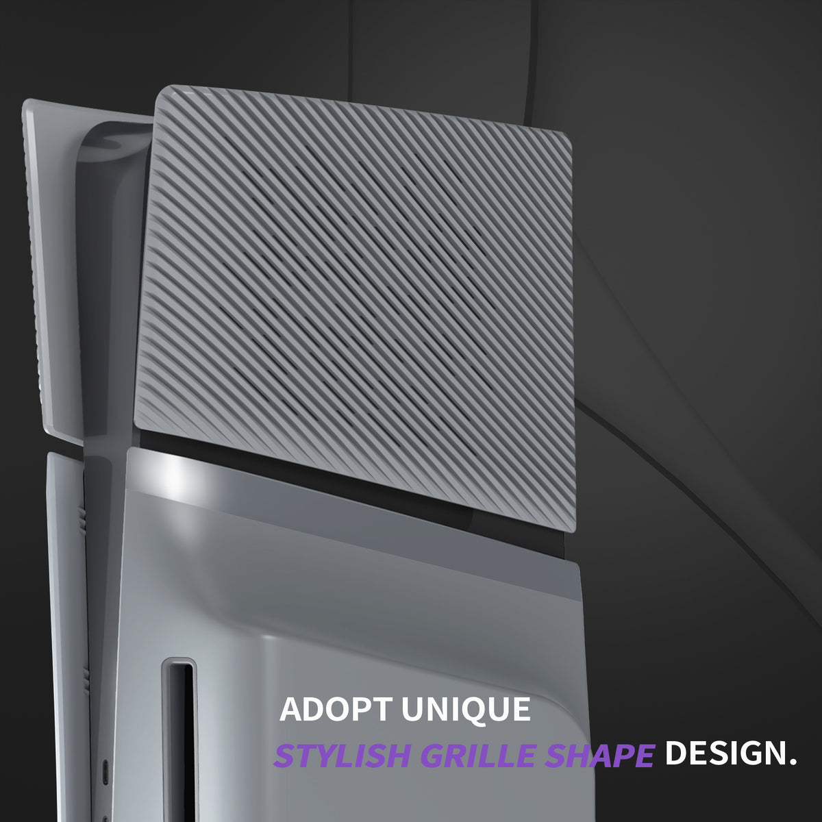 eXtremeRate eXcover Replacement Top Bottom Cover Side Panel with Cooling Vent for PS5 Slim Disc Edition Console - New Hope Gray