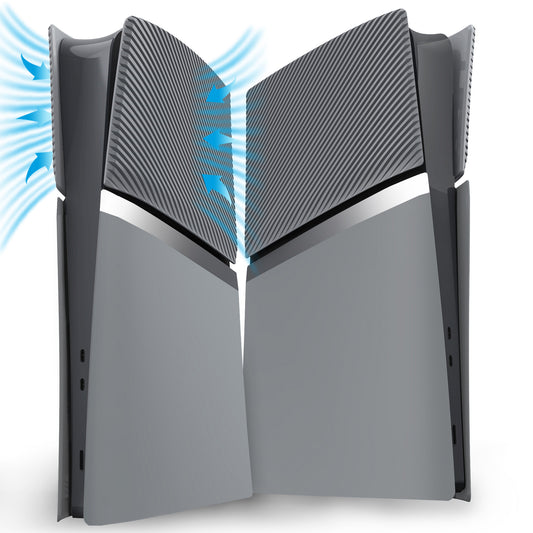 eXtremeRate eXcover Replacement Top Bottom Cover Side Panel with Cooling Vent for PS5 Slim Digital Edition Console - New Hope Gray