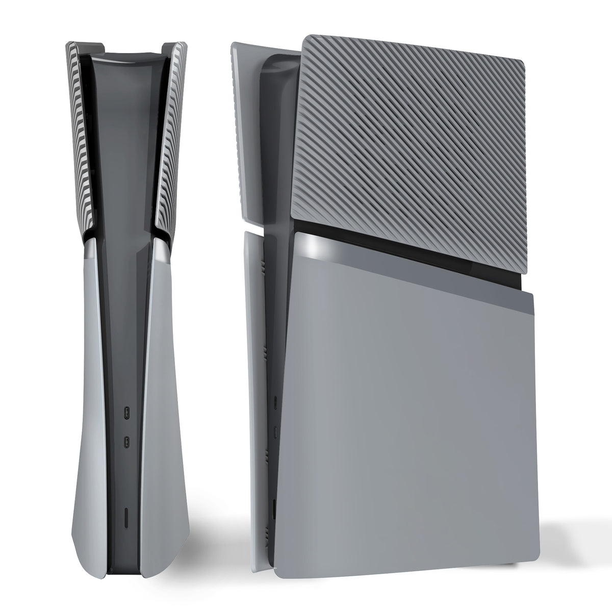 eXtremeRate eXcover Replacement Top Bottom Cover Side Panel with Cooling Vent for PS5 Slim Digital Edition Console - New Hope Gray