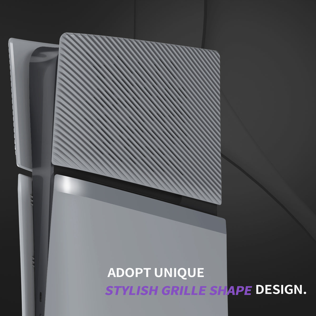 eXtremeRate eXcover Replacement Top Bottom Cover Side Panel with Cooling Vent for PS5 Slim Digital Edition Console - New Hope Gray
