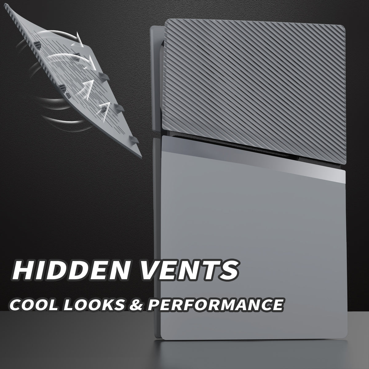 eXtremeRate eXcover Replacement Top Bottom Cover Side Panel with Cooling Vent for PS5 Slim Digital Edition Console - New Hope Gray