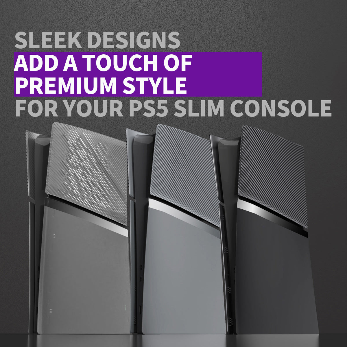 eXtremeRate eXcover Replacement Top Bottom Cover Side Panel with Cooling Vent for PS5 Slim Digital Edition Console - New Hope Gray