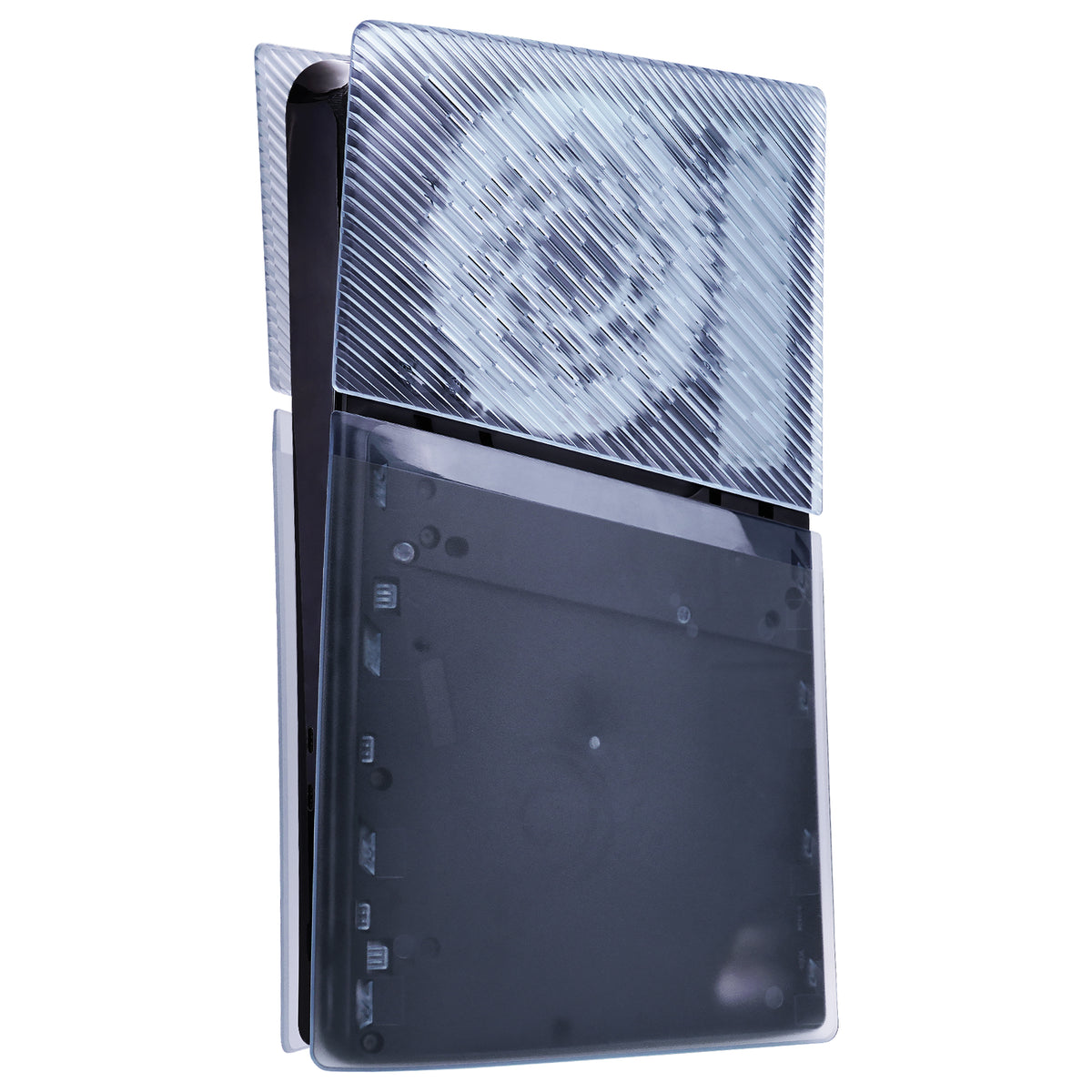 eXtremeRate eXcover Replacement Top Bottom Cover Side Panel with Cooling Vent for PS5 Slim Digital Edition Console - Clear Ice Blue