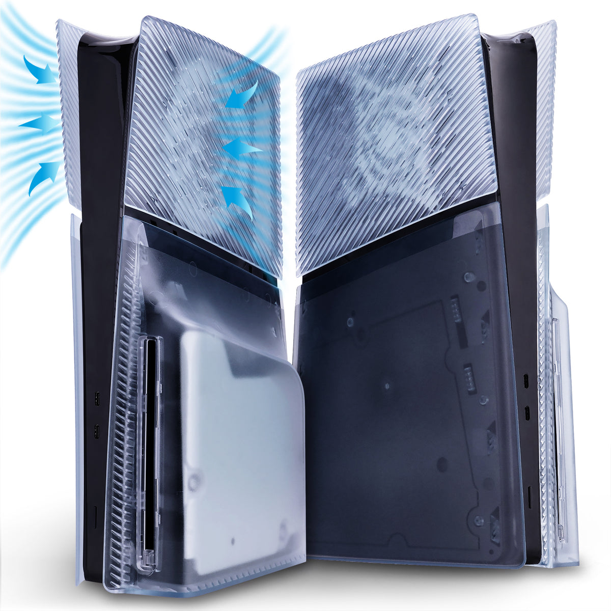 eXtremeRate eXcover Replacement Top Bottom Cover Side Panel with Cooling Vent for PS5 Slim Disc Edition Console - Clear Ice Blue