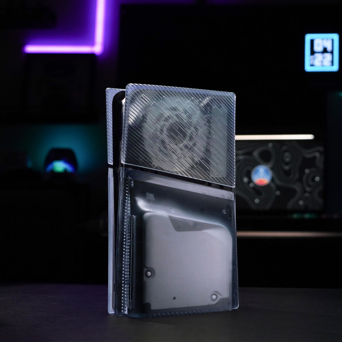 eXtremeRate eXcover Replacement Top Bottom Cover Side Panel with Cooling Vent for PS5 Slim Disc Edition Console - Clear Ice Blue