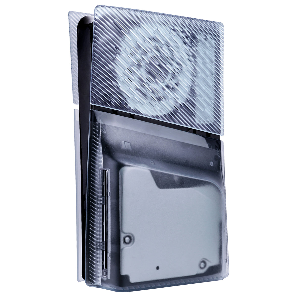 eXtremeRate eXcover Replacement Top Bottom Cover Side Panel with Cooling Vent for PS5 Slim Disc Edition Console - Clear Ice Blue