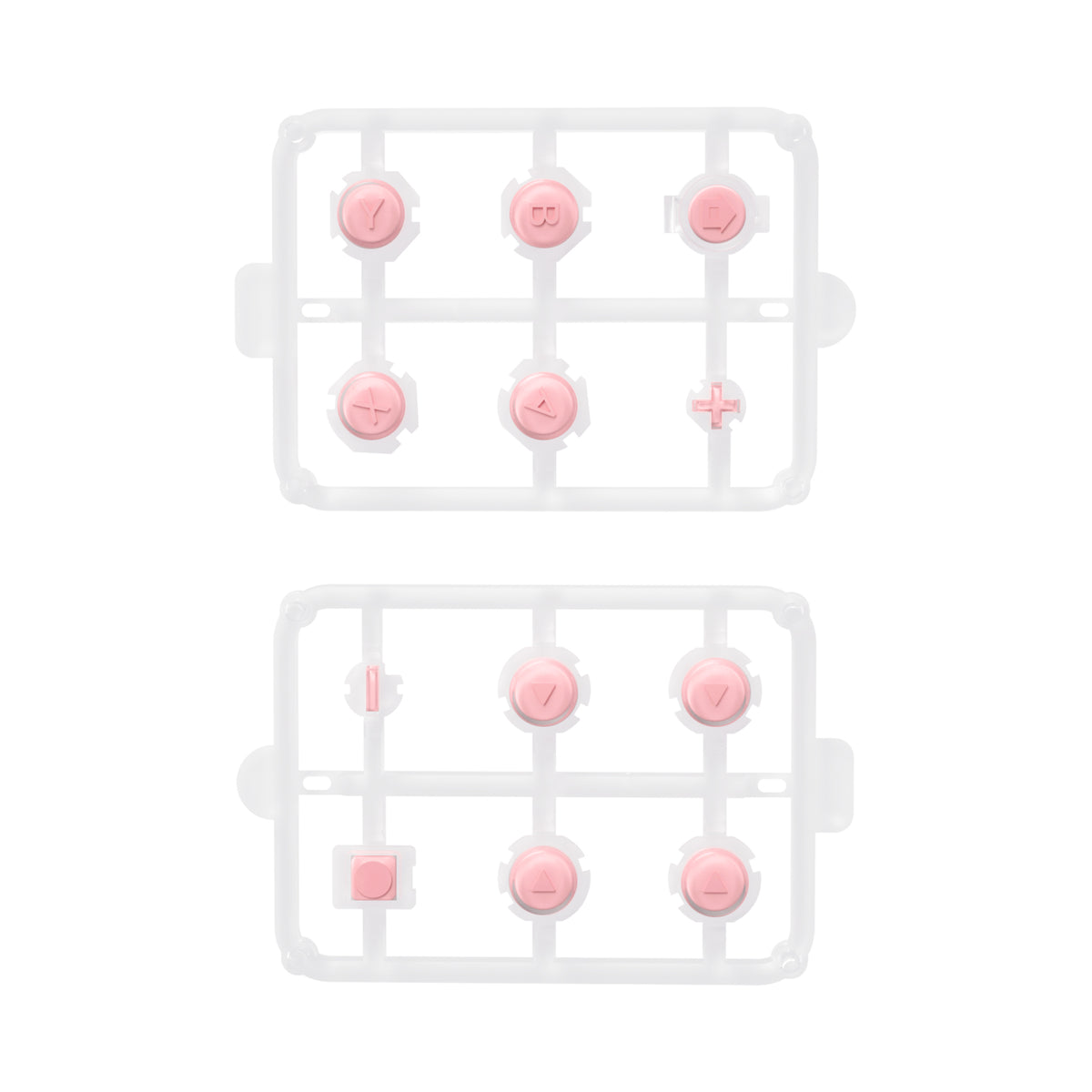 eXtremeRate Retail Replacement Controller ABXY Direction Home Capture + - Jelly Buttons, Two-Tone Pale Red & Clear with Symbols Action Face Keys for Nintendo Switch & Switch OLED Joy-con - JoyCon NOT Included -  AJ7002