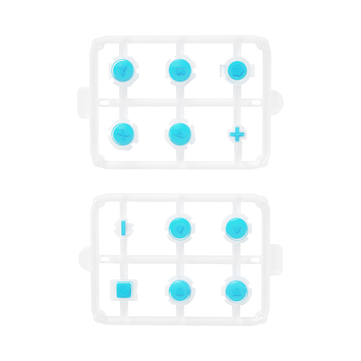 eXtremeRate Retail Replacement Controller ABXY Direction Home Capture + - Jelly Buttons, Two-Tone Pale New Hope Blue & Clear with Symbols Action Face Keys for Nintendo Switch & Switch OLED Joy-con - JoyCon NOT Included -  AJ7006