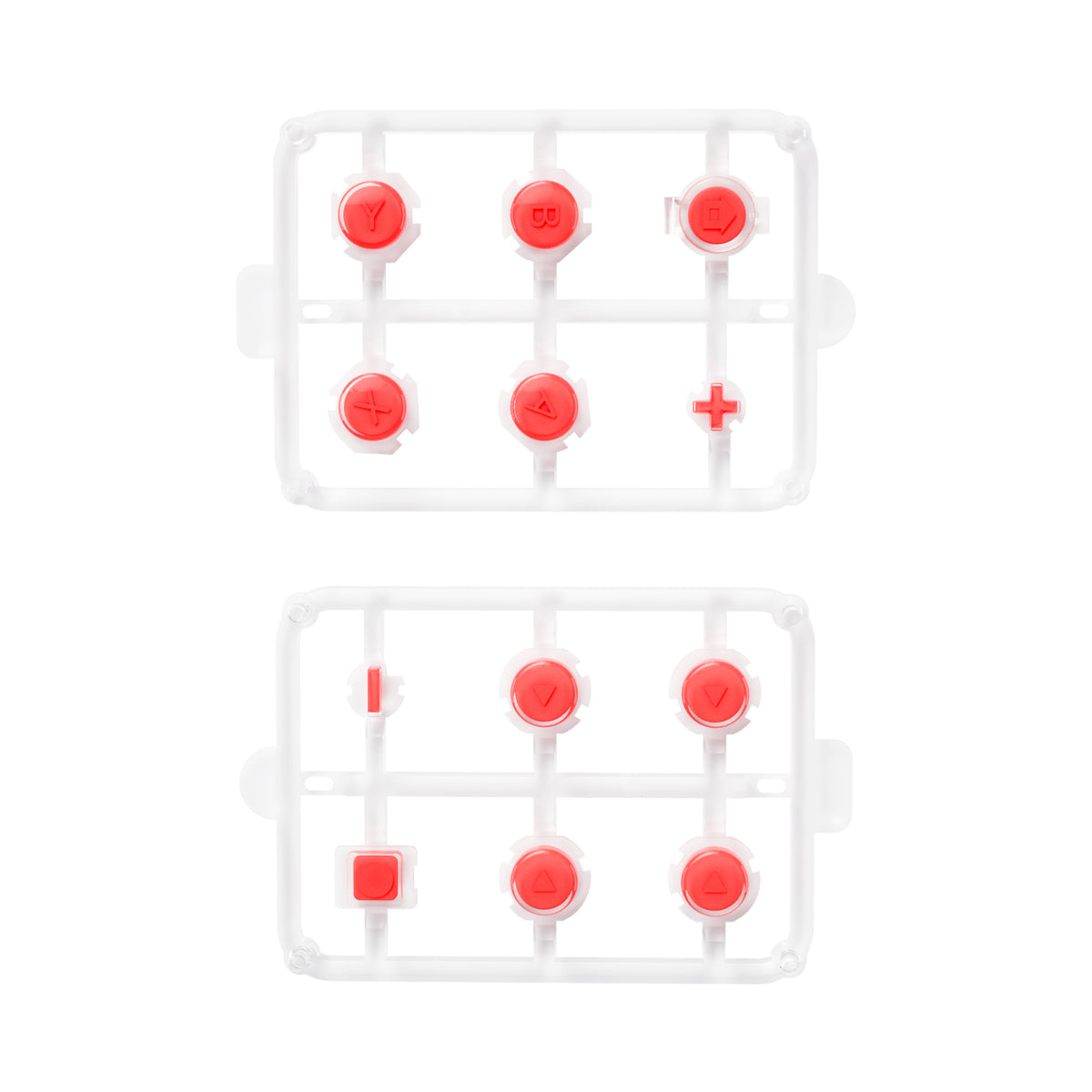 eXtremeRate Retail Replacement Controller ABXY Direction Home Capture + - Jelly Buttons, Two-Tone Pale New Hope Red & Clear with Symbols Action Face Keys for Nintendo Switch & Switch OLED Joy-con - JoyCon NOT Included -  AJ7007