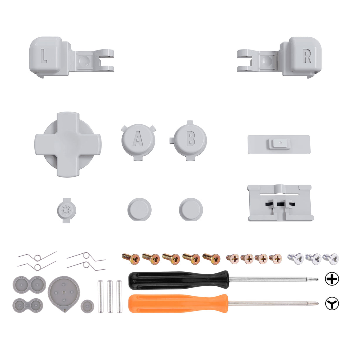 eXtremeRate Retail Light Gray Custom Full Set Buttons for Gameboy Advance SP, Replacement A B L R Button Power On Off Volume Button D-pad Key for GBA SP Console - Console NOT Included - ASPJ112