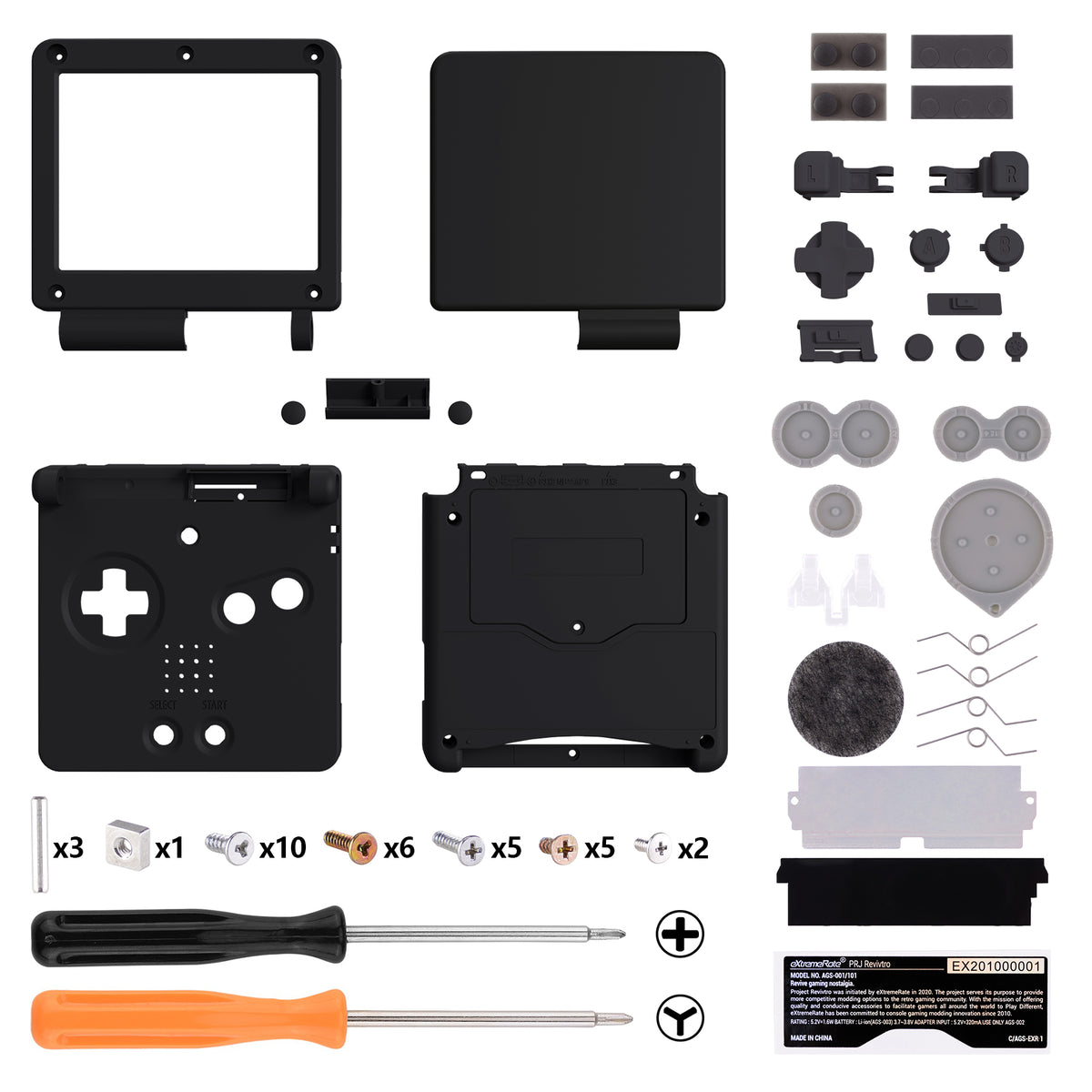 eXtremeRate Retail IPS Ready Upgraded Black Glossy Custom Replacement Housing Shell for Gameboy Advance SP GBA SP – Compatible with Both IPS & Standard LCD – Console & Screen NOT Included - ASPP3005