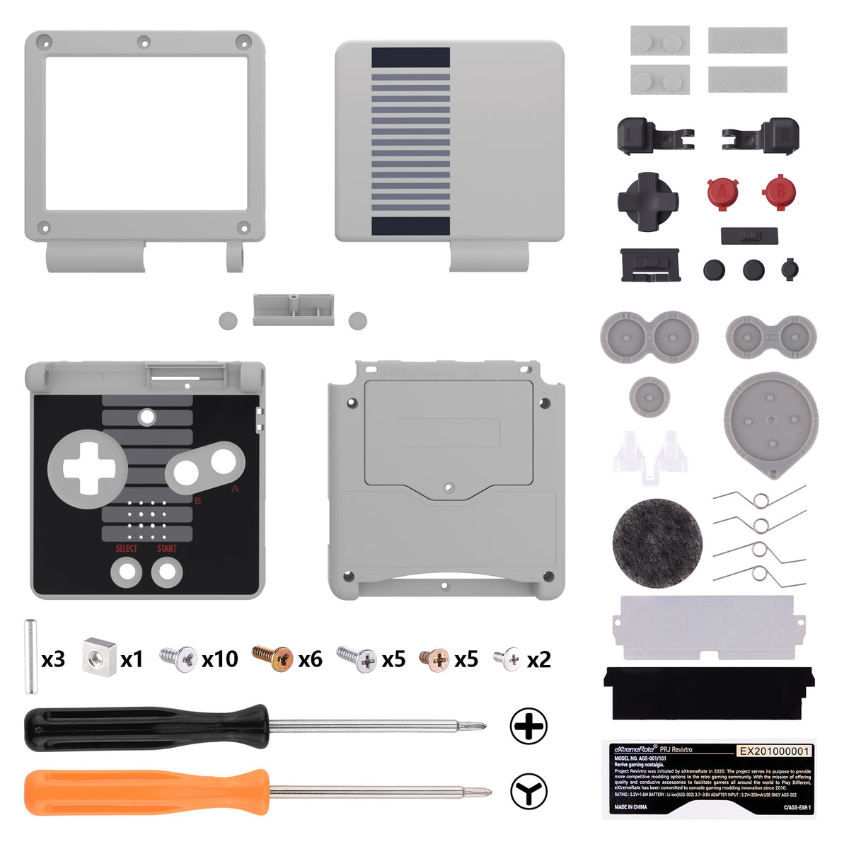 eXtremeRate Retail IPS Ready Upgraded Classic NES Style Custom Replacement Housing Shell for Gameboy Advance SP GBA SP – Compatible with Both IPS & Standard LCD – Console & Screen NOT Included - ASPY005