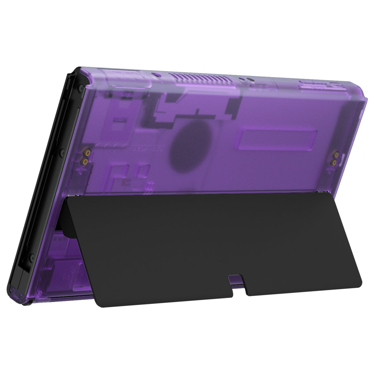 eXtremeRate Retail Clear Atomic Purple Console Back Plate DIY Replacement Housing Shell Case for Nintendo Switch OLED Console – JoyCon Shell & Kickstand NOT Included - BNSOM5002