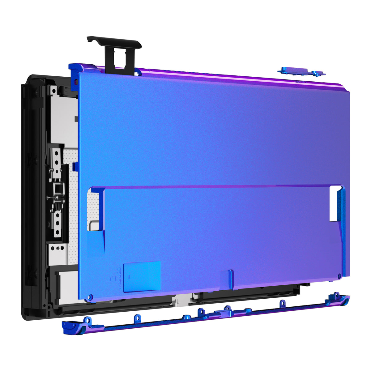 eXtremeRate Retail Chameleon Purple Blue Soft Touch Console Back Plate DIY Replacement Housing Shell Case for Nintendo Switch OLED Console – JoyCon Shell & Kickstand NOT Included - BNSOP3001